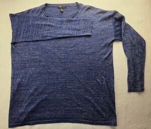MNG Basics Blue Sparkle Button Back Blouse Size Medium